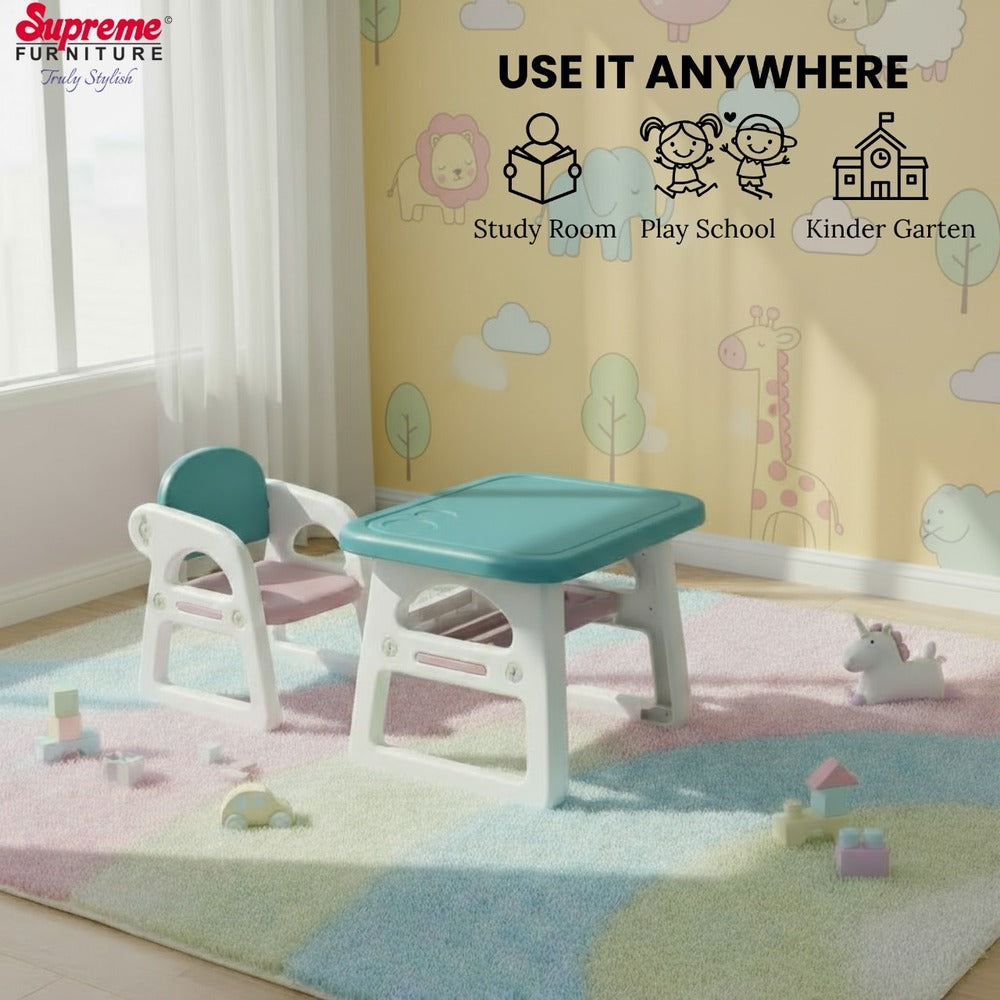 Supreme Bambino Plastic Kids with-Arm Chair with Table
